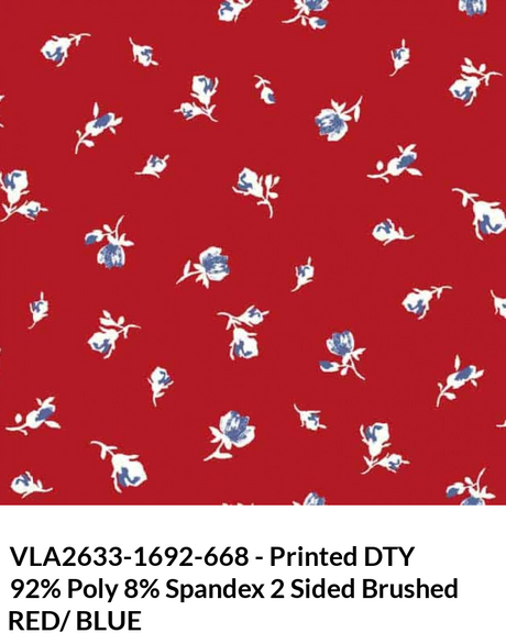 Ditsy Florals Print DTY Brushed Fabric - Floral Print, 2-Sided Brushed, 92% Polyester 8% Spandex