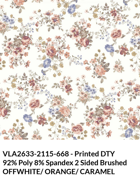 Medium Florals Print DTY Brushed Fabric - Floral Print, Multi Color