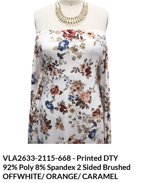 Medium Florals Print DTY Brushed Fabric - Floral Print, Multi Color