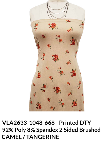 Ditsy Florals Print DTY Brushed Fabric - Floral Print, 2-Sided Brushed, 92% Polyester 8% Spandex