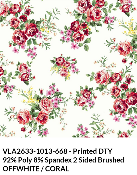 Medium Florals Print DTY Brushed Fabric - Floral Print, Multi Color