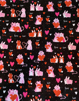 Quilting Cotton Valentine's Day XOXO Cats and Dogs Love