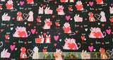 Quilting Cotton Valentine's Day XOXO Cats and Dogs Love
