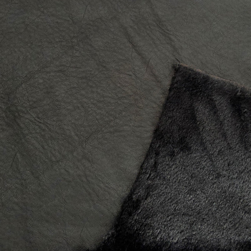 Faux Fur Vegan Leather Black Knit