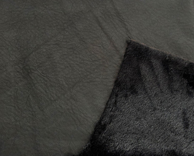 Faux Fur Vegan Leather Black Knit