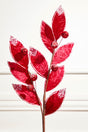 24" Velvet Glitter Leaf Stem