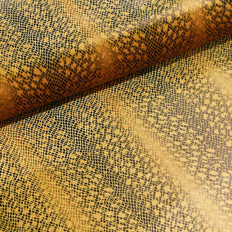 Venomous Foil Printed Stretch Velvet Fabric - Black, Gold Foil Print, 58/60" Cut Width (1 Yard)