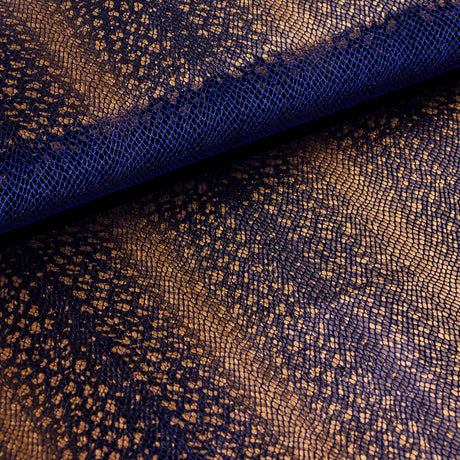 Venomous Foil Printed Stretch Velvet Fabric - Black, Gold Foil Print, 58/60" Cut Width (1 Yard)