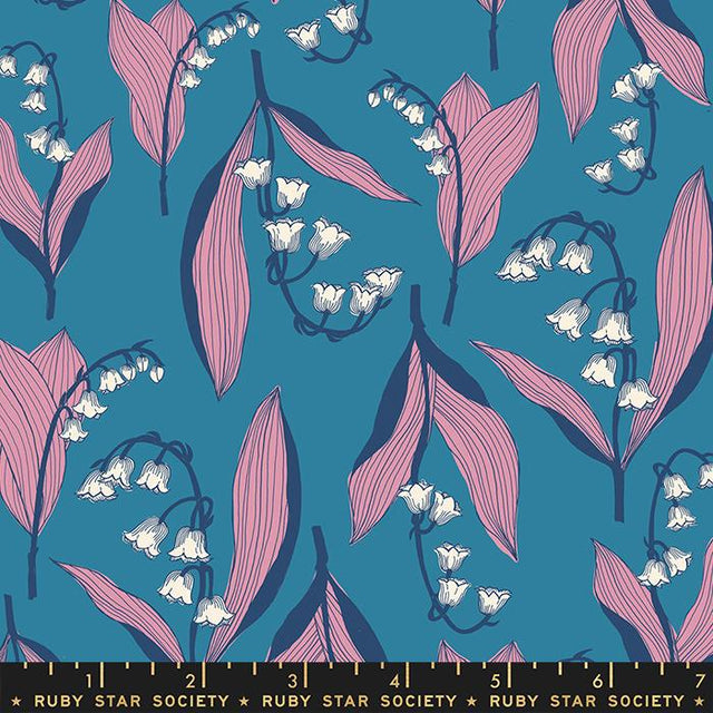 Quilting Cotton Verbena Lily Valley Chambray Dark Blue Ruby Star Society