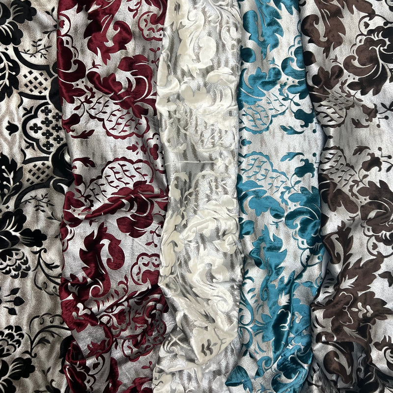 Velvet Fabric Verona Full Silk Printed Aluminium