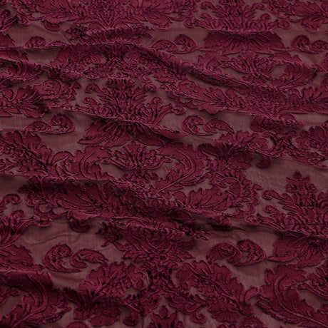 Versailles Burn Out Stretch Velvet Fabric - Black, Burgundy, Emerald, Navy, 56/58" Width (1 Yard)