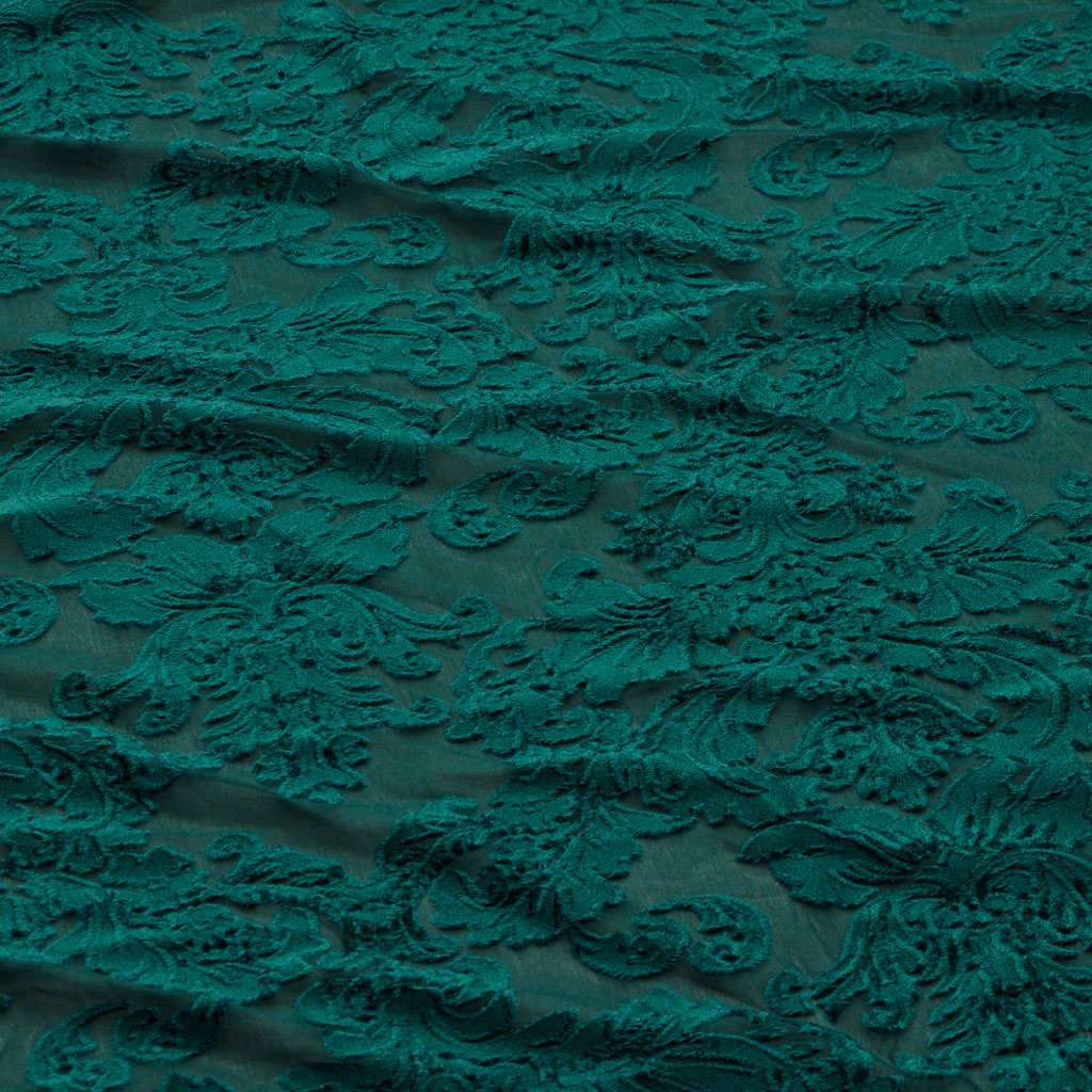Versailles Burn Out Stretch Velvet Fabric - Black, Burgundy, Emerald, Navy, 56/58" Width (1 Yard)