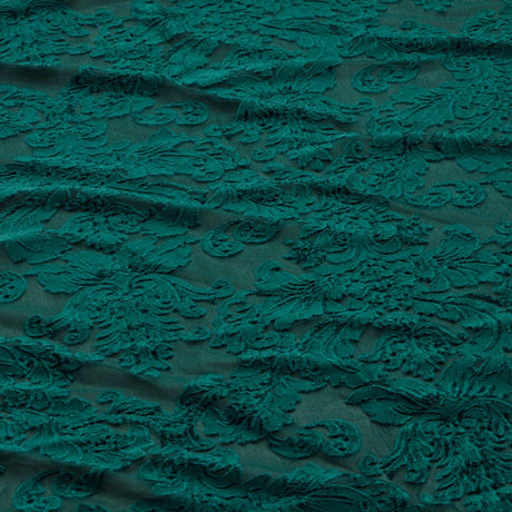 Versailles Burn Out Stretch Velvet Fabric - Black, Burgundy, Emerald, Navy, 56/58" Width (1 Yard)