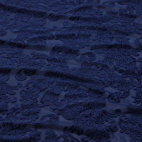 Versailles Burn Out Stretch Velvet Fabric - Black, Burgundy, Emerald, Navy, 56/58" Width (1 Yard)