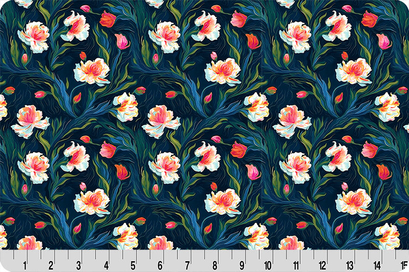 Minky Cuddle Fabric Vibrant Whispering Blooms Nightshade