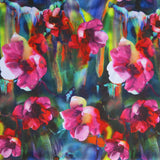 Stretch Boardshort Fabric Vibrant Watercolor Flowers