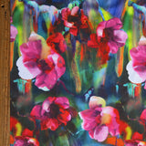 Stretch Boardshort Fabric Vibrant Watercolor Flowers