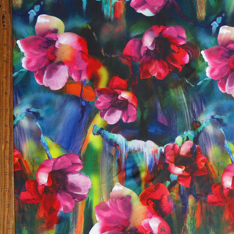 Swim Knit Vibrant Watercolor Flowers Poly Spandex