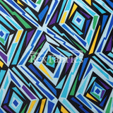 Vintage Diamond Polyester Spandex Fabric - Blue and Purple Diamond Geometric Print Tricot, 58-60" Width (1 Yard)