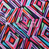 Vintage Diamond Polyester Spandex Fabric - Blue and Purple Diamond Geometric Print Tricot, 58-60" Width (1 Yard)