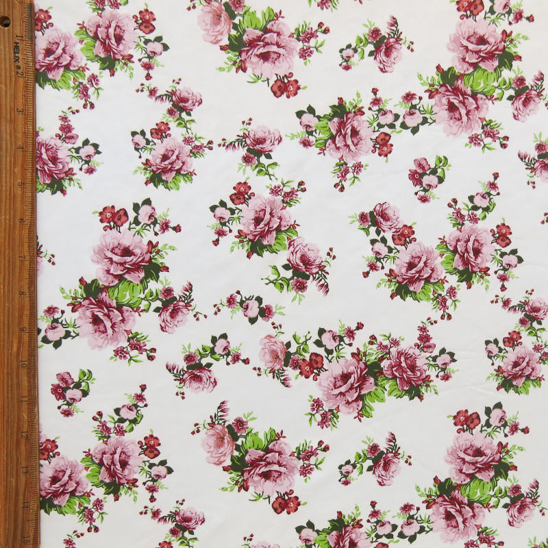 Swim Knit Blush Vintage Roses on Ivory