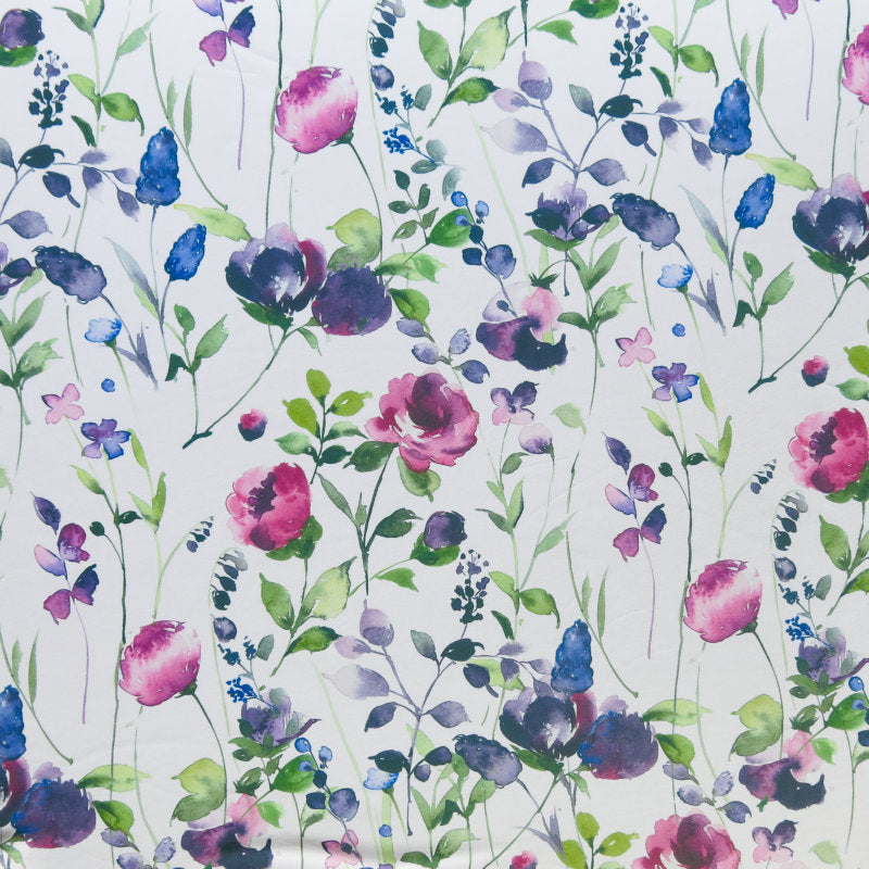 Poly Spandex Swimsuit Fabric Vintage Garden Floral Purple