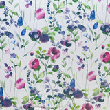 Poly Spandex Swimsuit Fabric Vintage Garden Floral Purple
