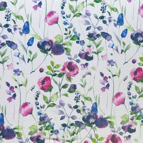 Poly Spandex Swimsuit Fabric Vintage Garden Floral Purple