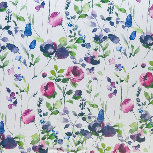 Poly Spandex Swimsuit Fabric Vintage Garden Floral Purple