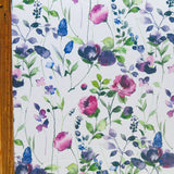 Poly Spandex Swimsuit Fabric Vintage Garden Floral Purple
