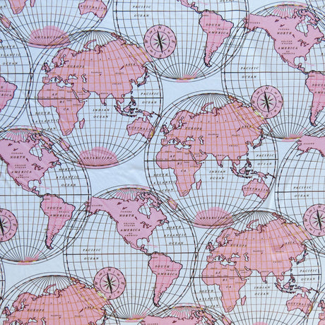 Swim Knit Nylon Spandex Vintage Map Print