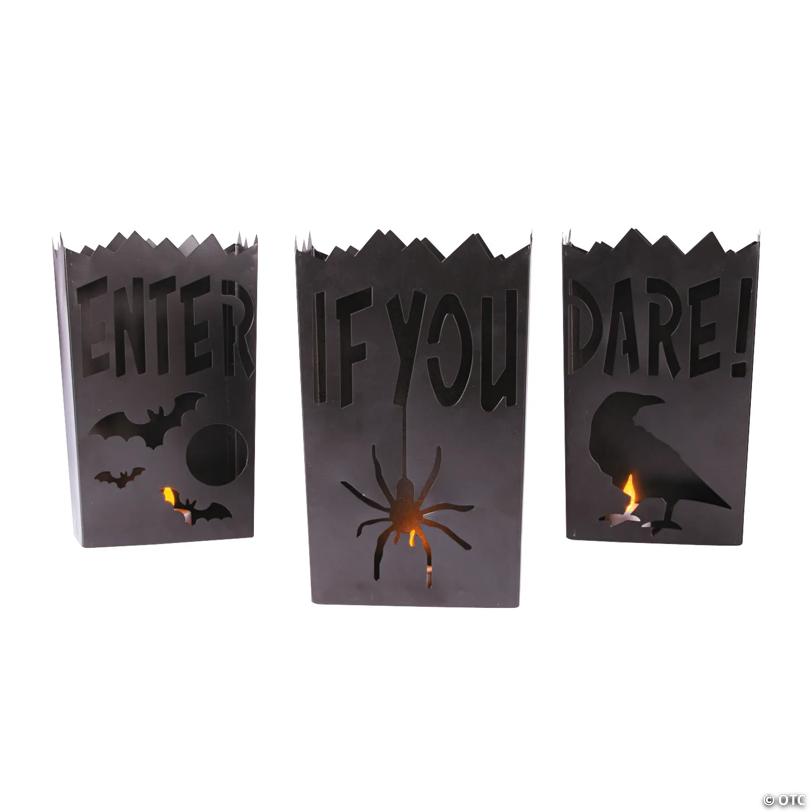Vintage Metal Luminary Halloween Decorations - 3 Pc.