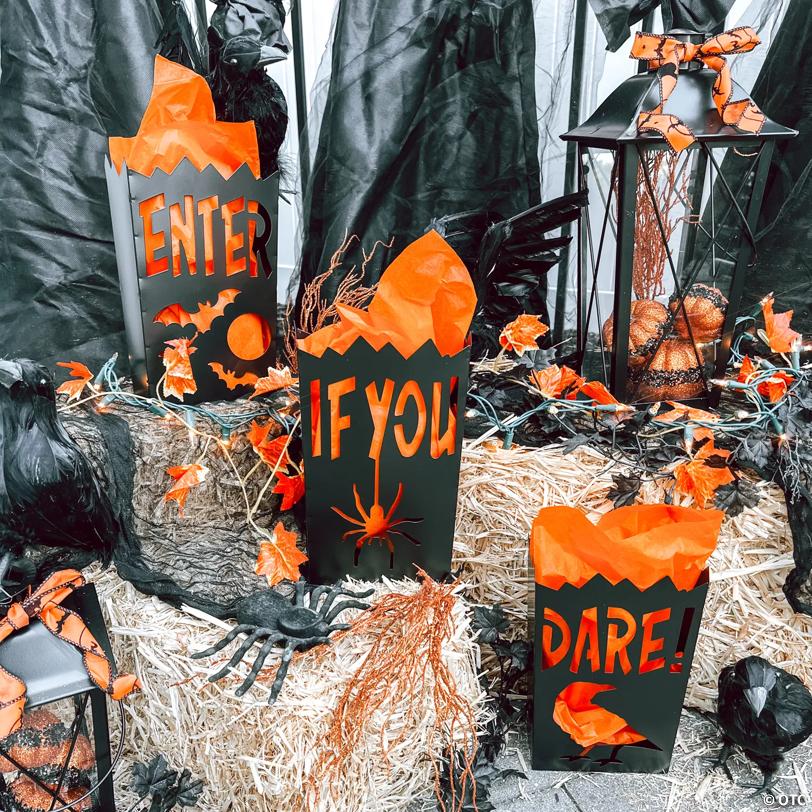 Vintage Metal Luminary Halloween Decorations - 3 Pc.