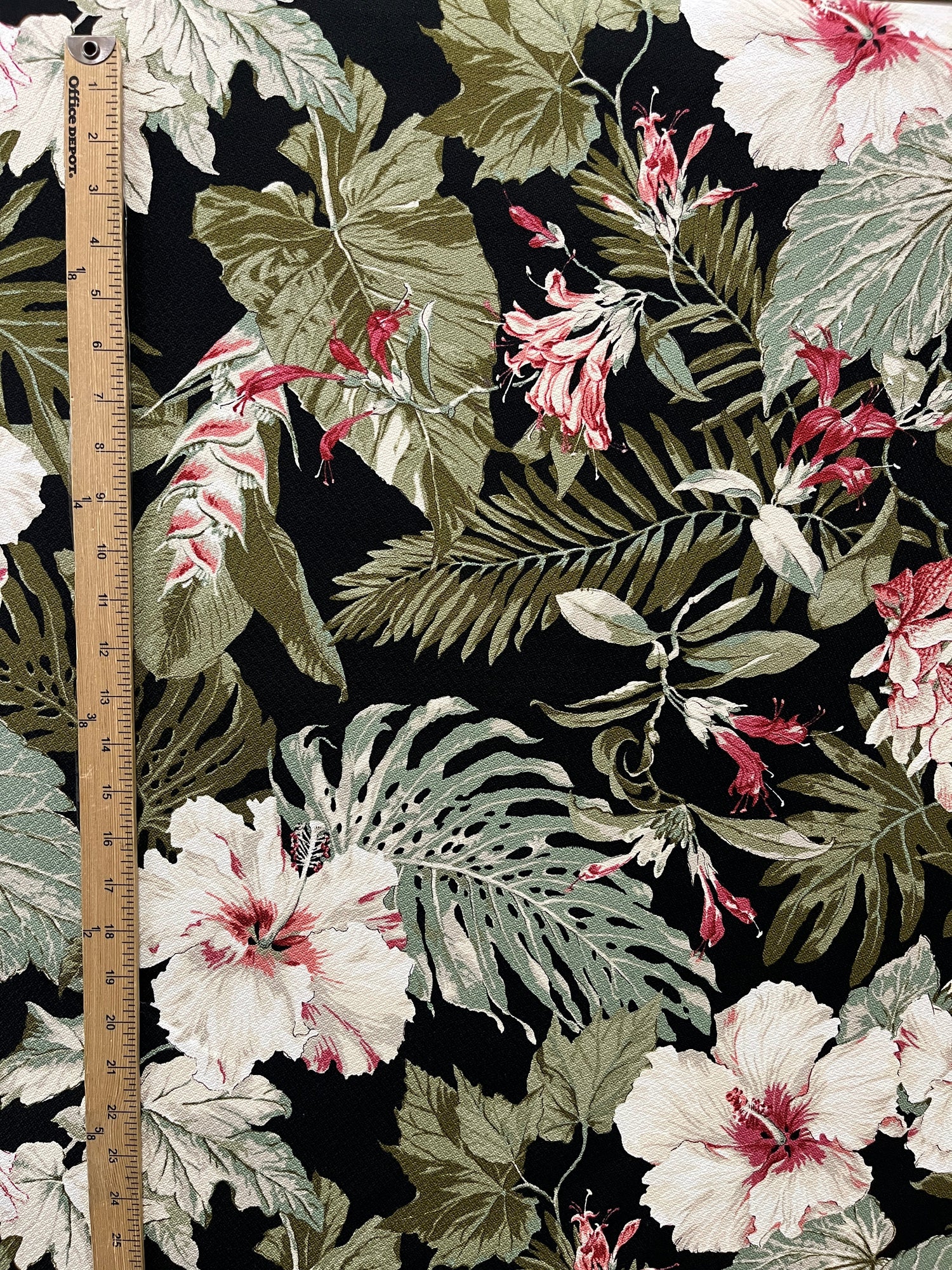 Vintage Tropical Garden Cotton Fabric - Tropical Garden Print, 56-58" Width (1 Yard)