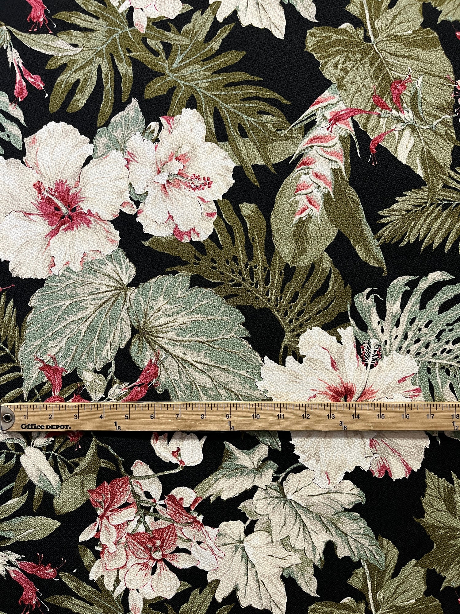 Vintage Tropical Garden Cotton Fabric - Tropical Garden Print, 56-58" Width (1 Yard)