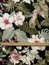 Vintage Tropical Garden Cotton Fabric - Tropical Garden Print, 56-58" Width (1 Yard)