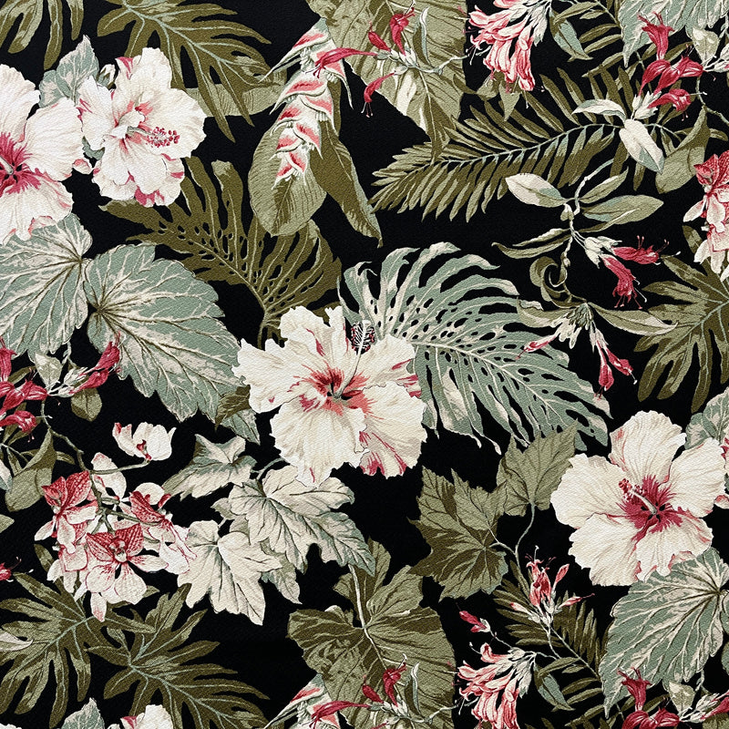 Vintage Tropical Garden Cotton Fabric - Tropical Garden Print, 56-58" Width (1 Yard)