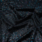 Vivian Glitter Printed Stretch Velvet Fabric - Black/Copper, Black/Olive, Black/Green, Black/Pink, Black/Blue Multicolored, Black/Multicolored, Black/Fuchsia Multicolored, 58/60" Width (1 Yard)