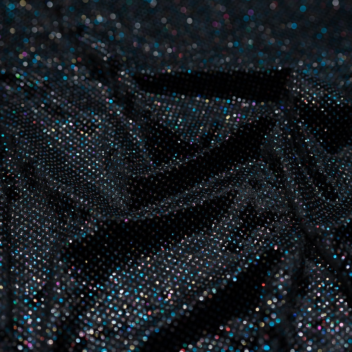 Vivian Glitter Printed Stretch Velvet Fabric - Black/Copper, Black/Olive, Black/Green, Black/Pink, Black/Blue Multicolored, Black/Multicolored, Black/Fuchsia Multicolored, 58/60" Width (1 Yard)