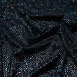 Vivian Glitter Printed Stretch Velvet Fabric - Black/Copper, Black/Olive, Black/Green, Black/Pink, Black/Blue Multicolored, Black/Multicolored, Black/Fuchsia Multicolored, 58/60" Width (1 Yard)