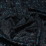 Glitter Printed Stretch Velvet Black Fabric