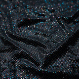 Vivian Glitter Printed Stretch Velvet Fabric - Black/Copper, Black/Olive, Black/Green, Black/Pink, Black/Blue Multicolored, Black/Multicolored, Black/Fuchsia Multicolored, 58/60" Width (1 Yard)
