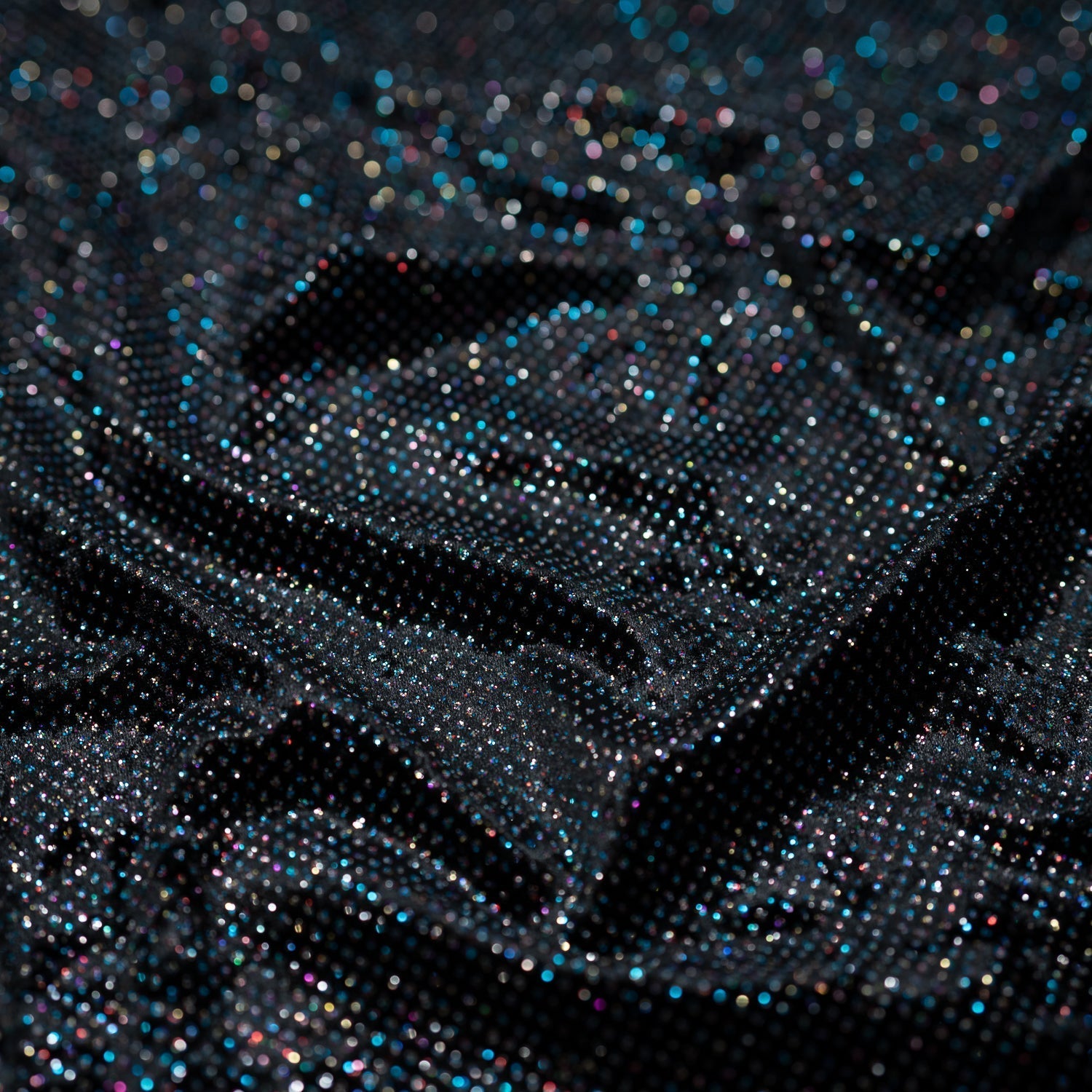Vivian Glitter Printed Stretch Velvet Fabric - Black/Copper, Black/Olive, Black/Green, Black/Pink, Black/Blue Multicolored, Black/Multicolored, Black/Fuchsia Multicolored, 58/60" Width (1 Yard)