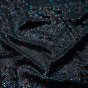 Glitter Printed Stretch Velvet Black Fabric
