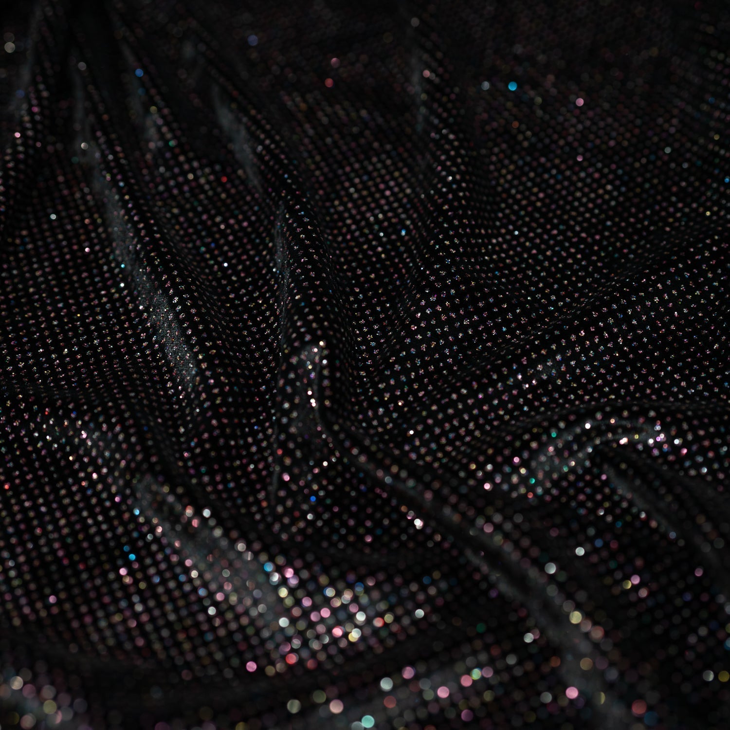Vivian Glitter Printed Stretch Velvet Fabric - Black/Copper, Black/Olive, Black/Green, Black/Pink, Black/Blue Multicolored, Black/Multicolored, Black/Fuchsia Multicolored, 58/60" Width (1 Yard)