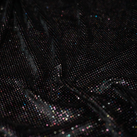 Glitter Printed Stretch Velvet Black Fabric