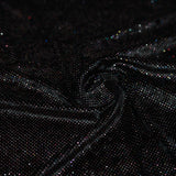 Glitter Printed Stretch Velvet Black Fabric