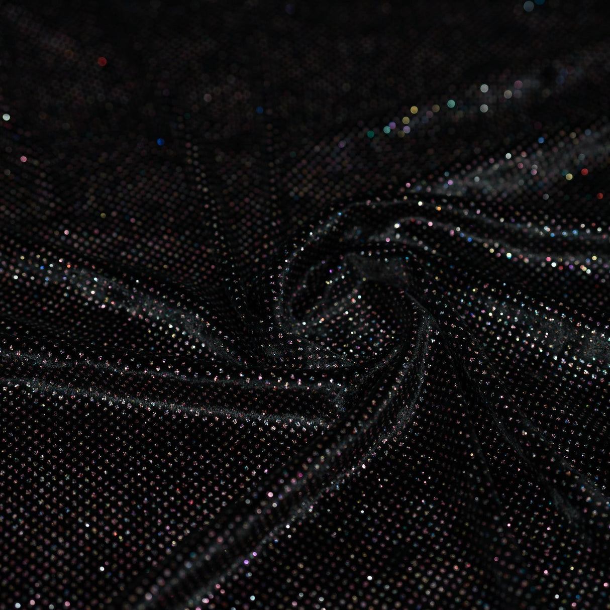 Vivian Glitter Printed Stretch Velvet Fabric - Black/Copper, Black/Olive, Black/Green, Black/Pink, Black/Blue Multicolored, Black/Multicolored, Black/Fuchsia Multicolored, 58/60" Width (1 Yard)