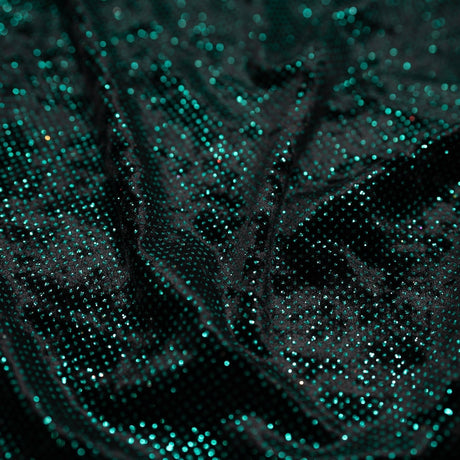 Glitter Printed Stretch Velvet Black Fabric
