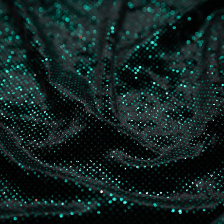Glitter Printed Stretch Velvet Black Fabric